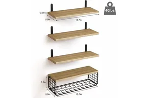 Factory Direct Wood Wall-mounted Multi-layer Storage Rack with Carved Design for Kitchen and Bathroom Home Decoration