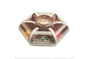 Lotus Fruit Storage Box Dry Fruit Tray Transparent Press Type Snack Compartment Storage Bin Living Room Dry Goods Nuts Container