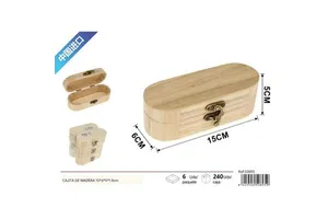 Oval Paulownia Wood Decorative Storage Boxes 6pcs Set 15x6x5x1.8 Cm-for Home Organization