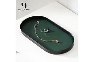 Modern Design Metal Handicraft Decorative Tray Perfume Ring Jewelry Dish Countertop Storage Vanity