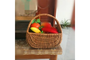Durable Eco-Friendly Vintage Small Wicker Rattan Basket Multifunctional Fruit Flower Gift Storage Vintage Multifunctional Use
