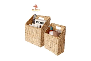 H&T 2025 OEM Wicker Hanging Storage Basket Bread Flower Picnic Handmade Woven Custom Straw Wicker Rattan Storage Basket