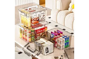 Thickened Large Capacity Storage Box for Household Dormitory Bedroom Use-Transparent PP+PET Plastic Toy Organizer Dustproof