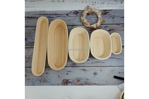 Wholesale Handmade Wicker Bannetons Rattan Dough 9/10 Inch Oval Bread Proofing Baskets Set With Liner Cover