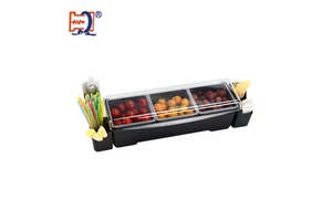 Commercial Adjustable Compartment Plastic Food Organizer Trays Stackable Fruit Storage Boxe Condiment Holder Seasoning Organizer