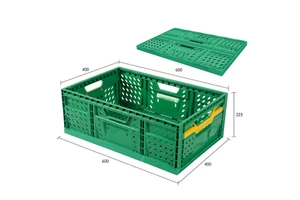 6422 Reusable Stackable Fruit Heavy Duty China Factory Bulk Sale Plastic Foldable Folding Collapsible Crate