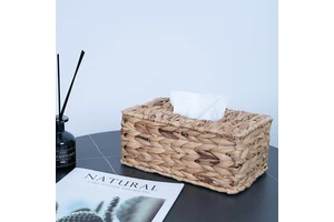 Natural Morden Style Water Hyacinth Tissue Storage Box Creative Desk Organizer Storage for Home and Kitchen