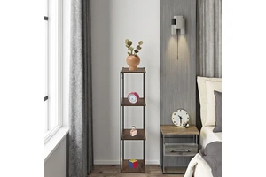 4 Tier Corner Shelf Tall Bookshelf Metal Frame Plant Stands Wall Display Storage Rack Organizer Modern Living Room Stable