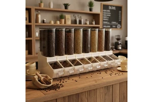 ECOBOX Cereal Dispenser Container Scoop Bin Food Storage Beans Seeds Grain Gravity Bins Coffee Beans Plastic Bulk Bins For Food