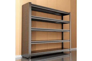 Household 5-Layer Gray Movable Adjustable Height Floor Living Room Balcony Storage Rack Kitchen Shelf for Organizing Sundries