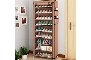 6-Tier Detachable Fabric Multifunction Foldable Shoe Rack 36-Pair Boot Show Cupboard Cabinet Dustproof Cover Home Organizer