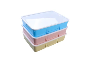 Modern Rectangular Plastic Storage Box with Lid, Dustproof Durable Container for Clothing, Socks and Stationery Organization