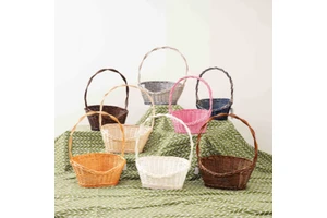 JY Wicker Oval Market Baskets For Flowers Fruit Baby Gift Packaging Baskets Supplies Woven Gift Basket With Handle