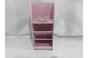 5 Compartment Desktop Organizer with Bowknot Decor Multi-Layer Table Storage for Office/Home