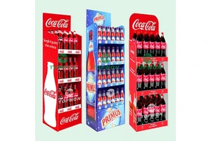 Custom Wine Beer Can Bottle Beverage Drink Paper Product Floor Corrugated Cardboard Display Stand Rack For Supermarket Shop