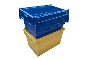 stackable totes Plastic storage boxes with hinged lids plastic storage container for manufacturers