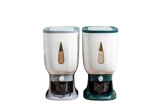 10KG Rice Storage Container Automatic Plastic Cereal Rice Dispenser Organizer Kitchen Bucket Flour Pet Food Storage Box