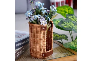 Tengbian Meets Leather Home Decoration Storage Basket