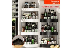 Kitchen Countertop Triangular Corner Shelf No-drill Required Multi-purpose Storing Soy Sauce Vinegar Seasoning Bottles