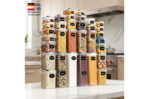 BPA Free Clear Stackable Airtight Pantry Fridge Microwave Safe Kitchen Eco-Friendly Recyclable Plastic Food Storage Containers