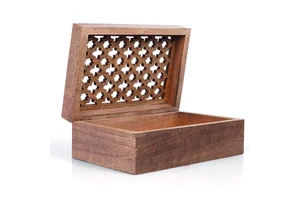 Wooden Storage Box Decorative Boxes with Removable Divider for Privacy Items