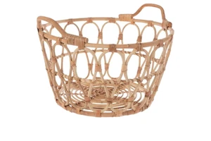 Handmade Natural Rattan Eco-Friendly Multifunction Storage Basket Handles Home Decoration Woven Wicker Organizer for Laundry