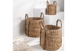 Best selling water hyacinth laundry hamper baskets eco friendly natural woven storage basket wholesale