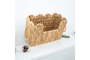 Functional Natural Water Hyacinth Wicker Storage Basket Sustainable Rattan Woven Large Rectangle Wood Straw Storage Basket