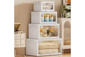 Folding Storage Box with PP Plastic Lid for Organizing Clothes Blankets Food Spices in Dormitory or Camping