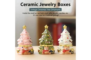 Creative Eco-Friendly Ceramic Christmas Tree Storage Jar Porcelain Jewelry Organiser Candy Box Irregular Shape Cute Style for