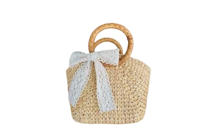 Top Seller TUYET DUNG Vietnam Classic Woven Rattan Bag Handmade Light Brown Water Hyacinth Basket Home Storage Floristic Door