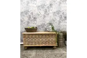 Hand Carved Storage Box with Petal Design