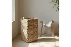 Wicker Decorative Rattan Baskets Natural, Durable, Handles, Multi Purpose for Home Decor & Clothing Storage