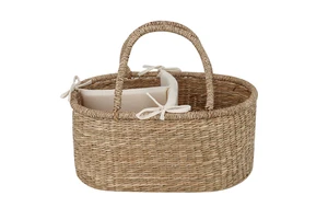 Handwoven Diaper Caddy Mommy Storage Basket With Dividers Large Capacity Eco-Friendly Organizer
