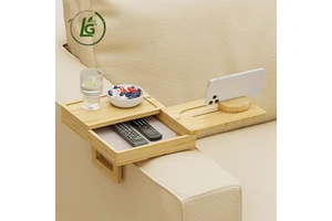 LG New Product Good Quality Sofa Arm Tray Couch Snack Holder Caddy Bar Arm Table Organizer Console Bamboo Couch Cup Holder Tray