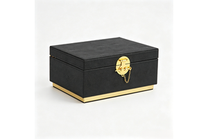 Luxury PU Leather Decorative Storage Box Hasps Closure Modern Cosmetic Jewelry Organizer Large Living Room Bedroom Decor