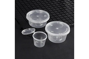 1oz 1.5oz 2oz 3oz 4oz Food Packaging Disposable PP Plastic Container Sauce Cup Injection Molded Carton Packed 100% Food-Grade