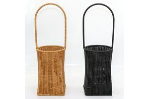 Handmade Rattan Flower Basket With Handle Natural Rattan Tall Basket For Floral Arrangement