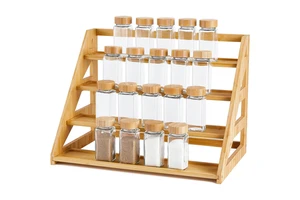 Wholesale 3 Tiers Bamboo Spice Rack Organizer Seasoning Organizer Holder Kitchen Storage Rack for Spice Jars