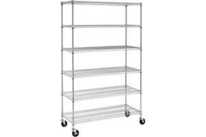 Industrial Commercial Modern 6-Layer Chrome Chicken Wire Mesh Tools Storage Rack Kitchen Metal Standing Type Detachable Factory