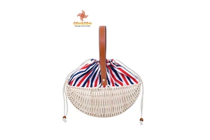H&T 2025 OEM Rattan Summer Bags Bread Flower Picnic Handmade Woven Custom Straw Wicker Rattan Storage Basket