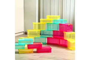 Transparent Plastic Storage Box Stackable Household Organizer with Lid