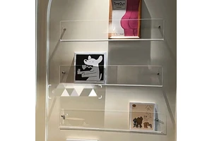 Custom Modern Acrylic Floating Shelf Transparent Wall-Mounted Decorative Storage for Bathroom Office Living Room Polished Design