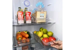 Transparent PET Plastic Stackable Fridge Storage Containers BPA Free Food Grade Microwavable Detachable Design for Food Storage