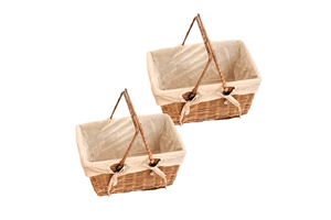Handmade Eco-Friendly Wicker Picnic Basket with Handle Food Storage for Outdoor Use & Shopping Made of Natural Rattan