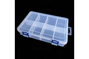 Large 8-compartment Removable Double-latch Transparent Plastic Storage Box for Jewelry, Cards, Hardware Tools, and Medicine