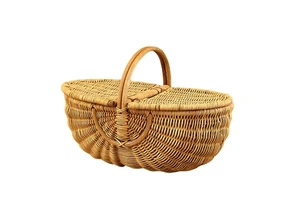 BEST SELLER Factory Price Handmade Rattan Storage Basket Rattan Picnic Basket With Handle and Lids Decorative Made in Vietnam