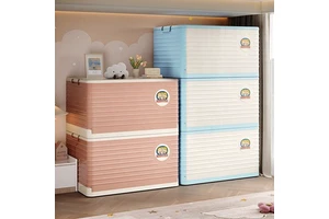 DAYOOH Large Capacity Organizer Multifunctional Durable Storage Bin Stackable Foldable Plastic Storage Box Bin with Wheel