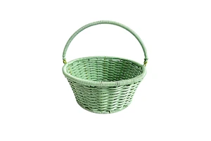 Handwoven Colorful Plastic Rattan Wicker Storage Multipurpose Hanging Flower Girl Dusty Wedding Decor Easter Festival Basket