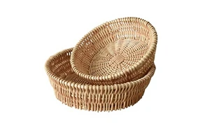 Wicker Willow-Plaited Storage Basket New Chinese Style Handmade Fruit Tray Candy Snack Holder Household Mantou Home Decor